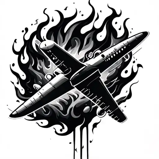 Airplane On Fire Painting Music Note