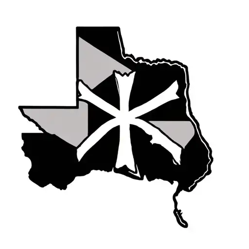 Texas Outline With Cross Over It