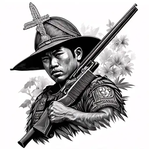 Polynesin Deisgn But Filipino Soldier Tribute Tattoo With The Catholic Touch