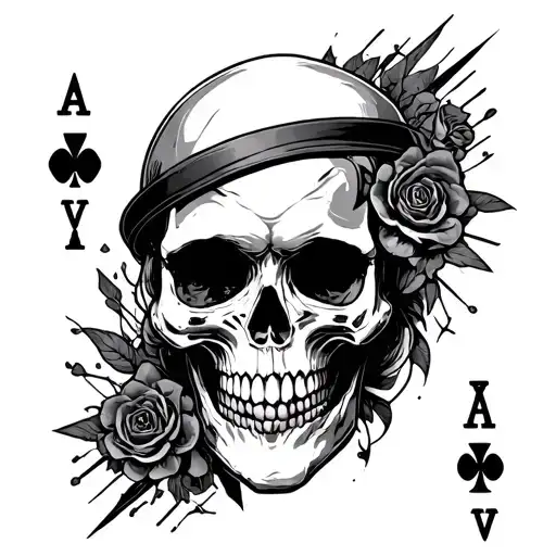 Bar Wire Ace Of Spaceds And Skull