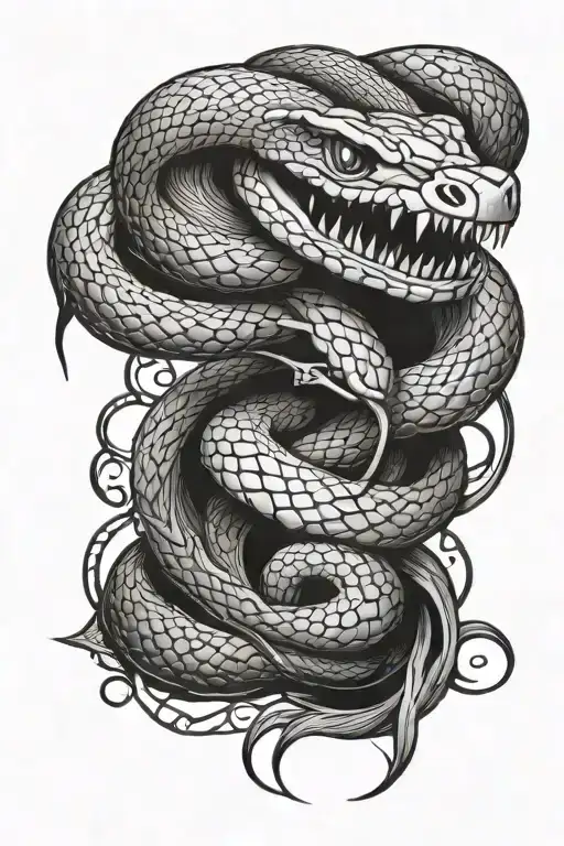 Snake Gothic Inspired Tattoo Lineart Shading