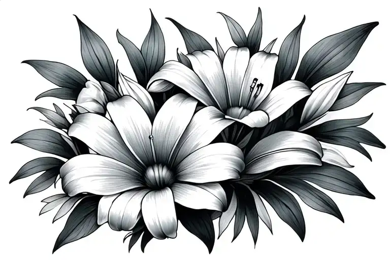 224 With Lily And Daisy Flowers Minimal