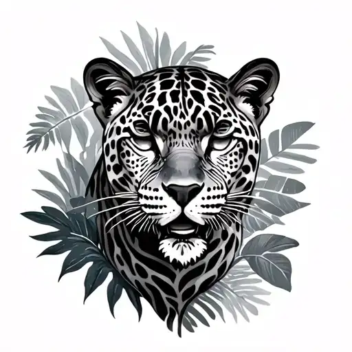 Jaguar With Jungle Background