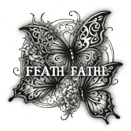 The Word Faith And Butterflies Surrounding
