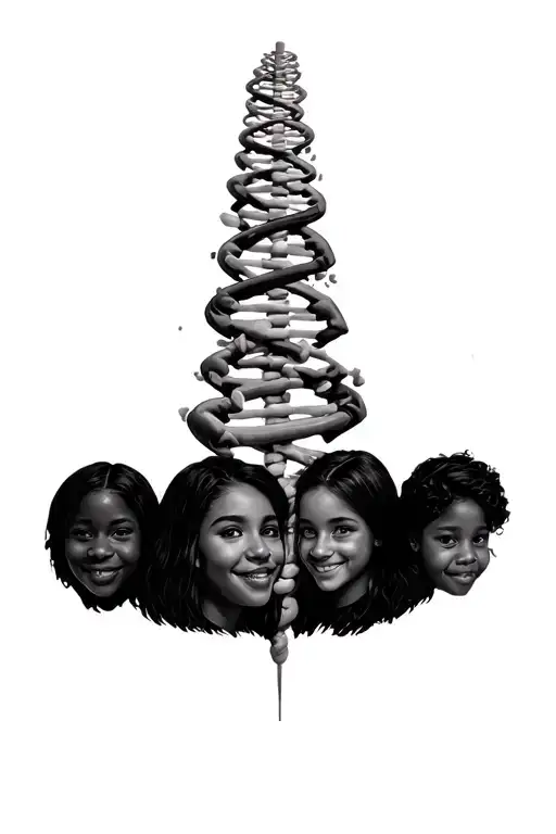 Dna With 4 Looking Faces Overlapping Family