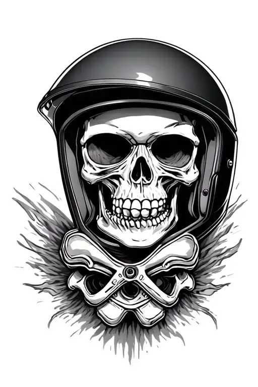 Skeleton Skull With Motorcycle Helmet