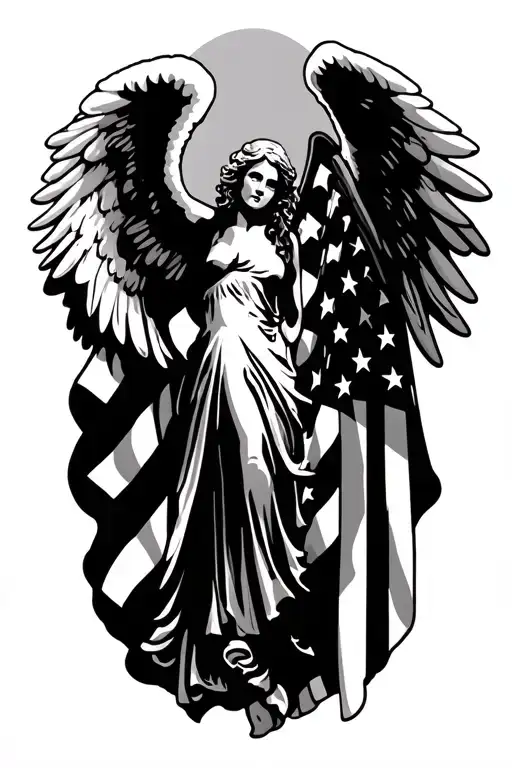 Angel And American Flag