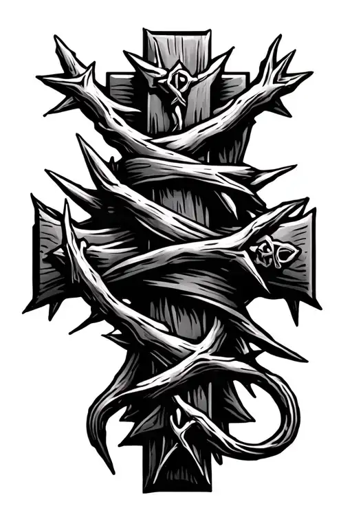 Thorn Necklace Jesus Cross Wrapped