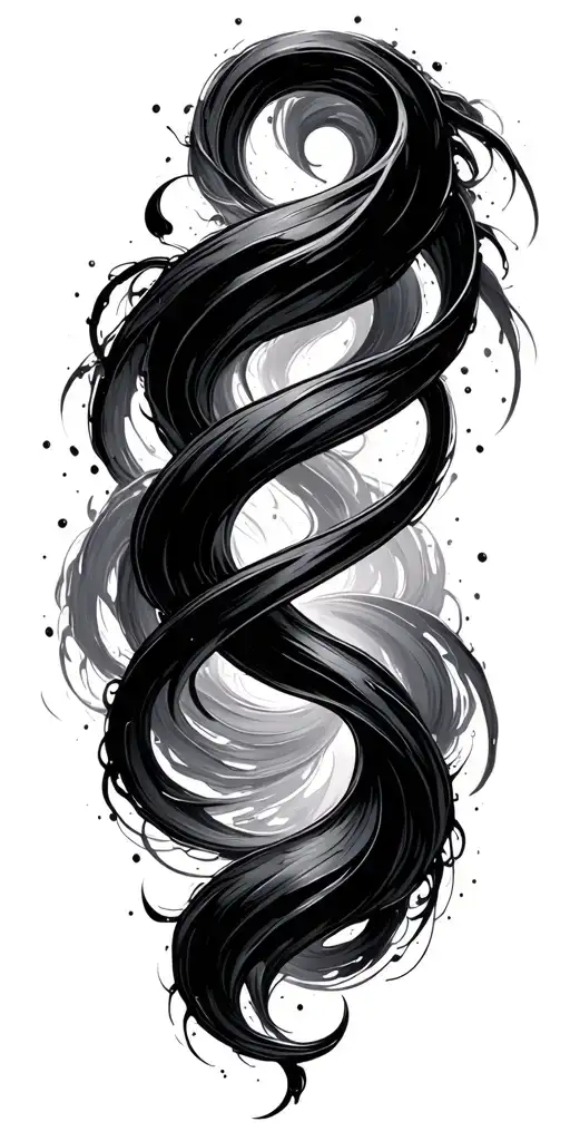 Feminine Brush Stroke Design Of Artistic Double Helix Ocean Theme Fading At Bottom