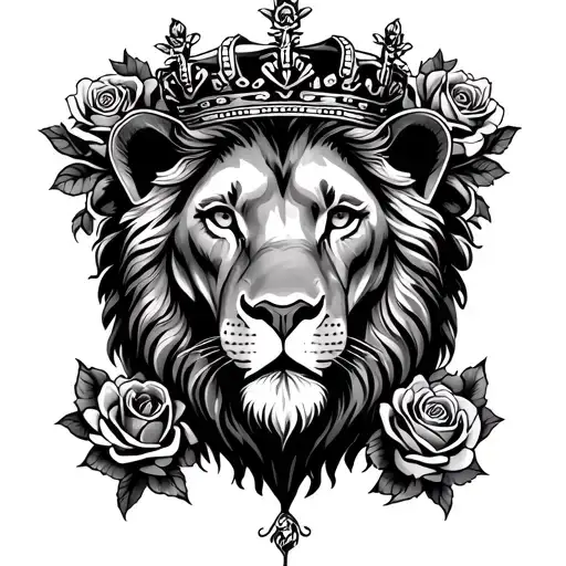 Rose With Lion And Crown