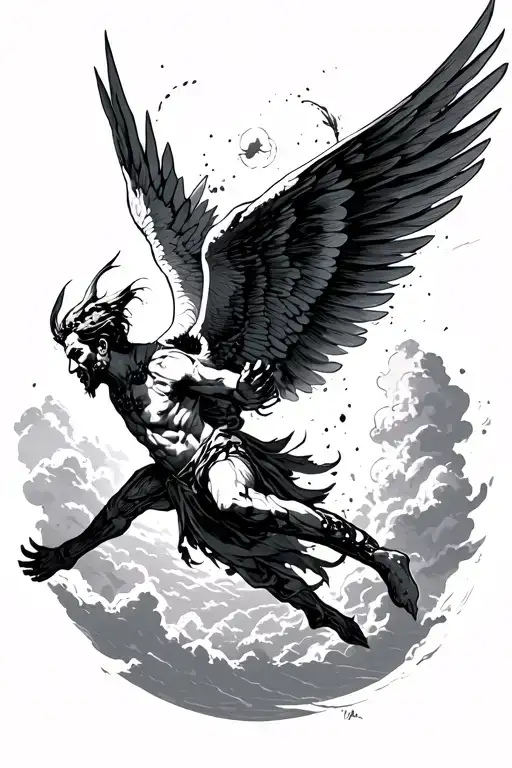 Icarus Falling From The Sky With A Neo Tech Theme