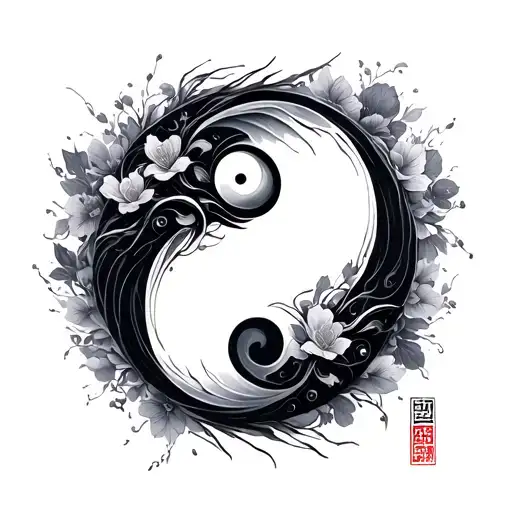 Dna Yin Yang Feminine Delicate Brush Strokes Asian