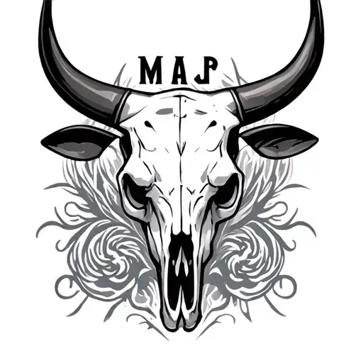 Bull Skull With The Letters Majr