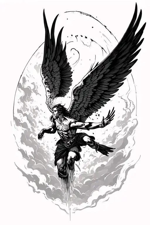 Icarus Falling From The Sky With A Neo Tech Theme