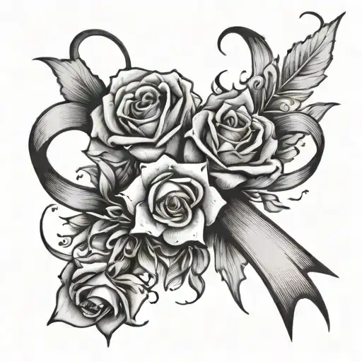 Feburary Birth Flower And Cancer Ribbon