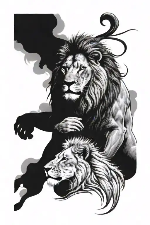 Father And Son Lion Tattoo Design