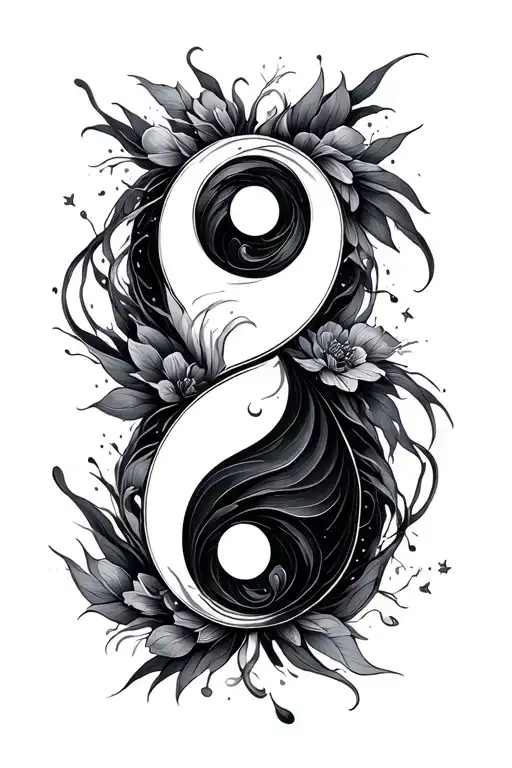Dna Yin Yang Delicate Brush Strokes Asian Simple Outline