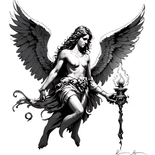 Fallen Angel Holding Torch