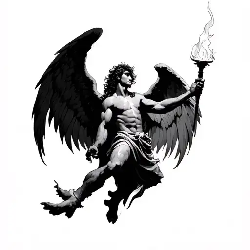 Fallen Angel Male Holding Torch
