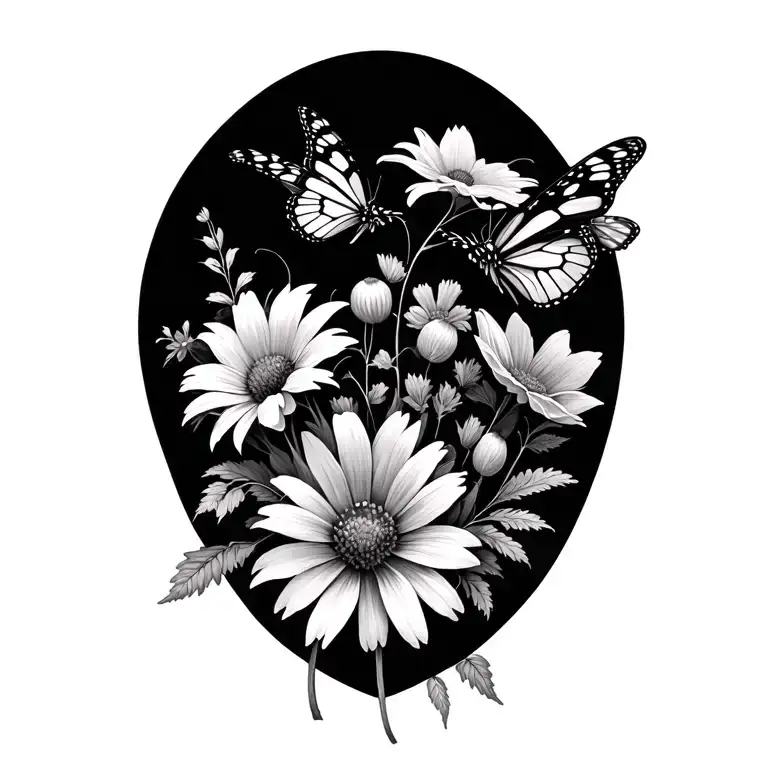 Wild Flowers And Butterflies