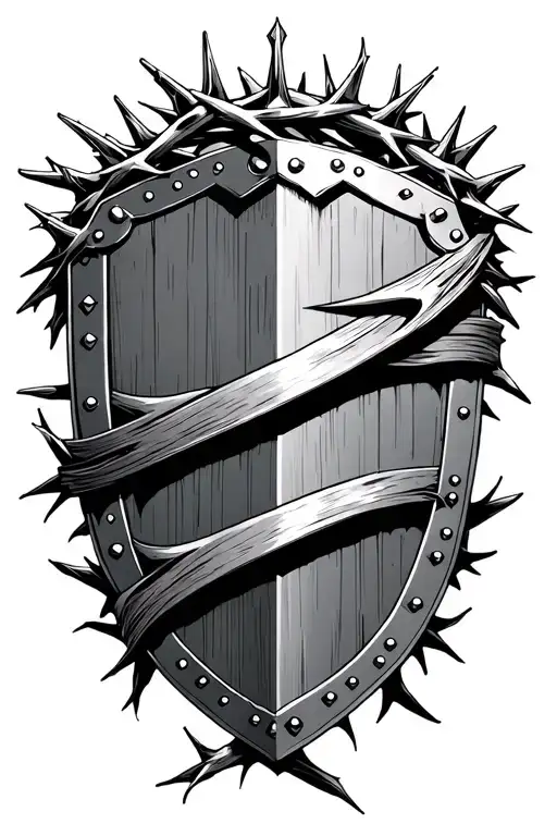 Shield Of God With Crown Of Thorns Wrapped