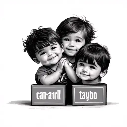 3 Kids With The Names On Kids Blocks