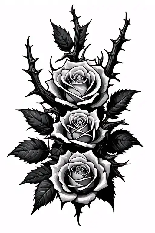 Thorns Wrapped With Rose And Spider Crawling