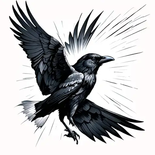 A Crow Coming Into Light From The Dark