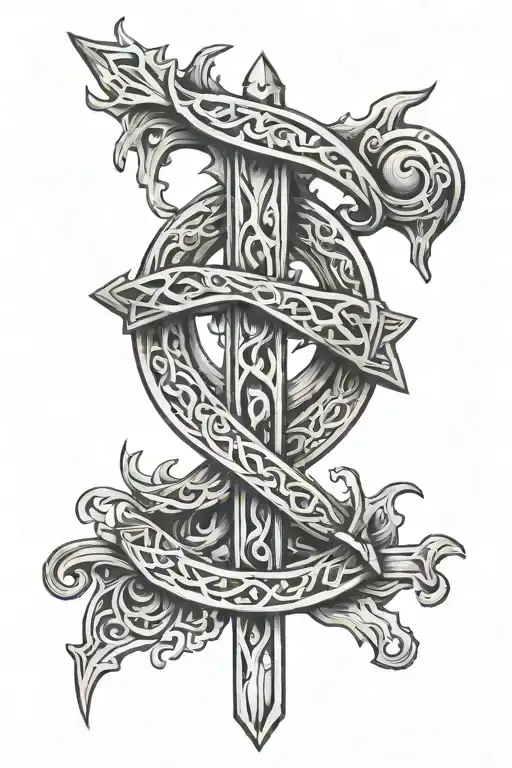 Religion And Berserk Symbol Intertwined