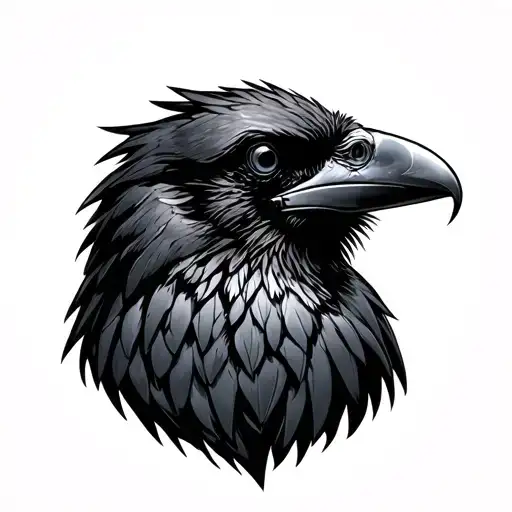 A Crows Head Coming Into Light From The Dark