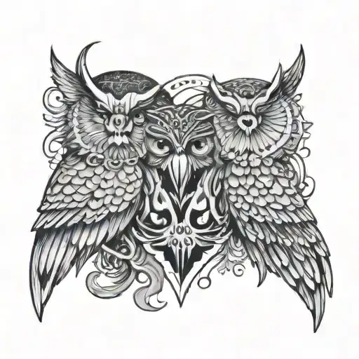 Owl With Angel Of Death In Heart