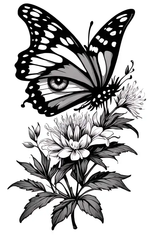 Butterfly With Evil Eye And Some Fireweed With An Old School Vibe