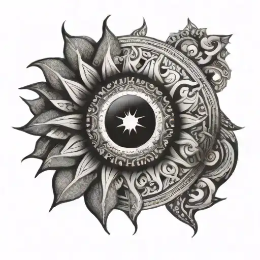 An Intricate Mandala Design Incorporating Elements Of The Sun And Moon