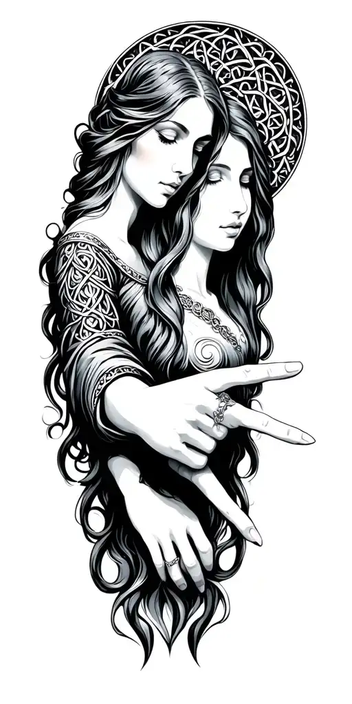 Celtic Women Holding Hands Pointing