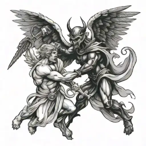 Angel Fighting A Demon
