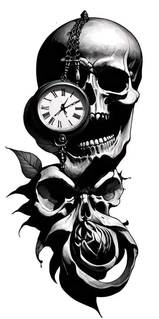 Skull And Clock Face