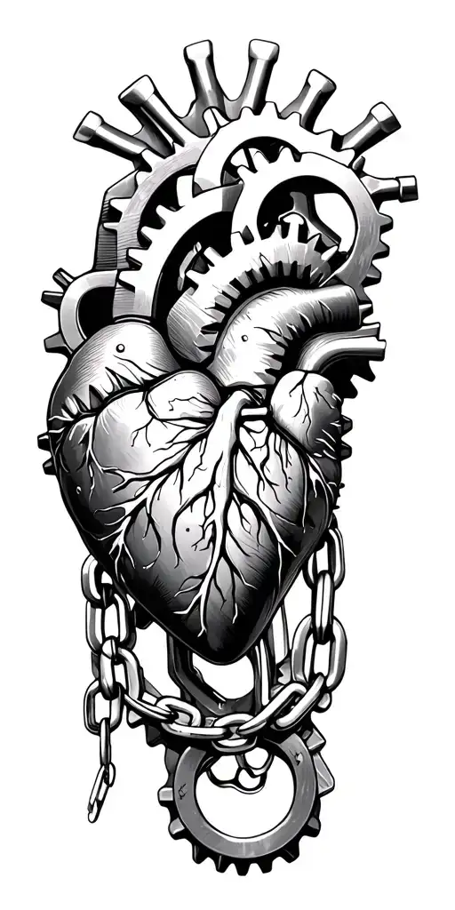 Sprockets Chains Mechanical Heart With Gears