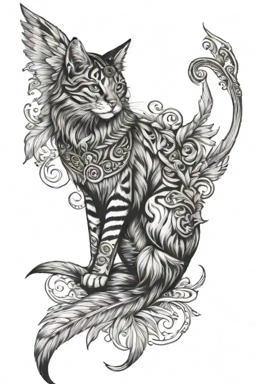 Freya Norse Goddess Feathers Cat Sitting