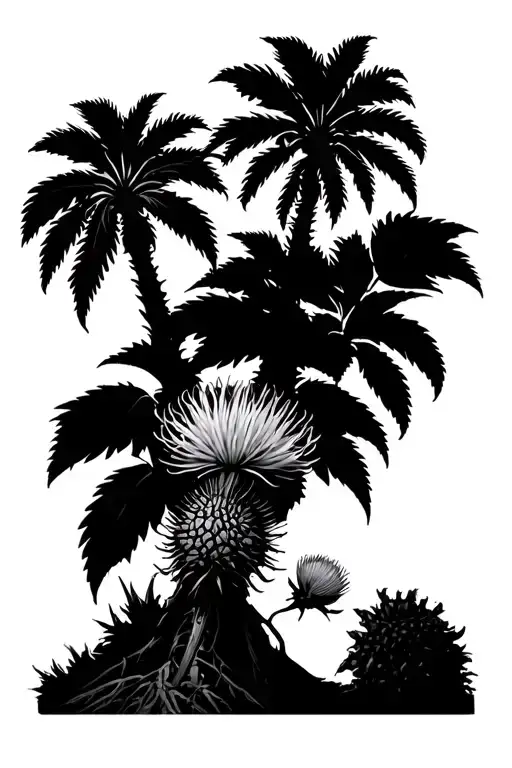 Palm Trees And Scottish Thistle