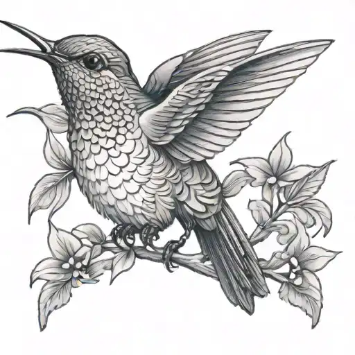 Hummingbird Perched Atop Eachother Wiht Initials