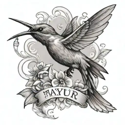 Hummingbird With Name Of Mayur