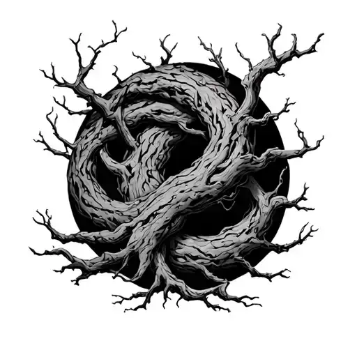 Creepy Tree Branches Twisting Over Each Other