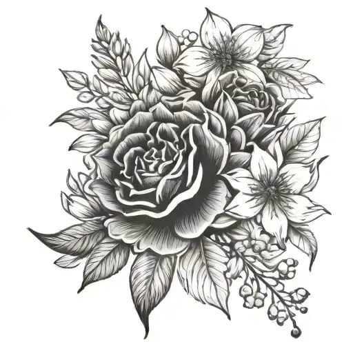 December April May June September Birth Flower Bouquet