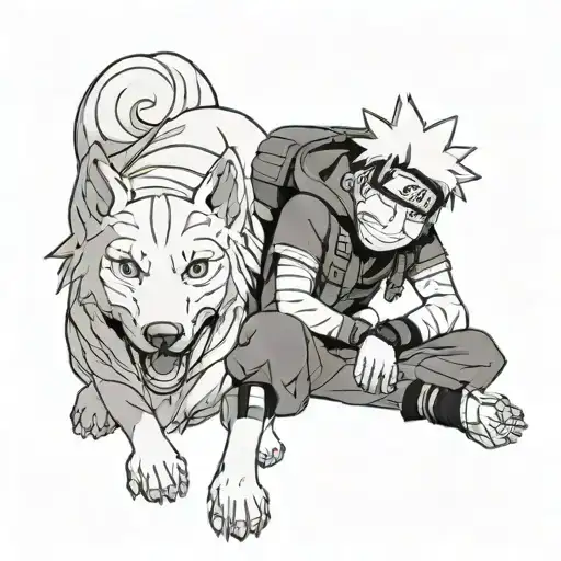 Naruto Smiling With A Dog