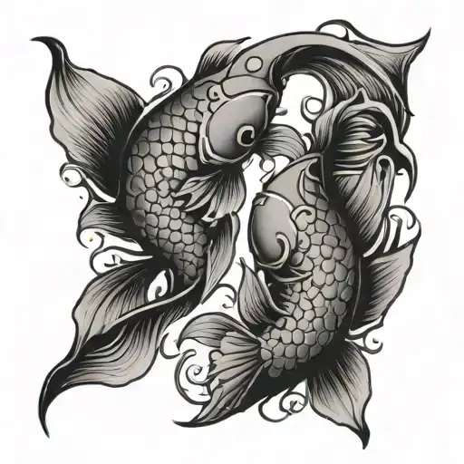 Ying Yang Koi Fish Swimming