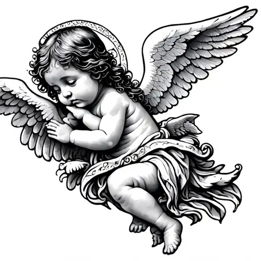 Baby Gaurdian Angel Tattoo Design