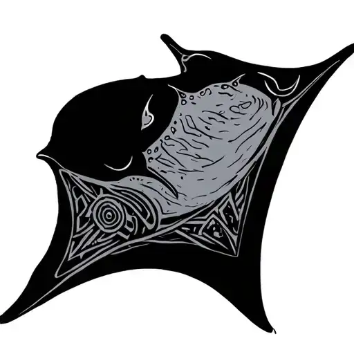 Manta Ray With Nordic Symbols