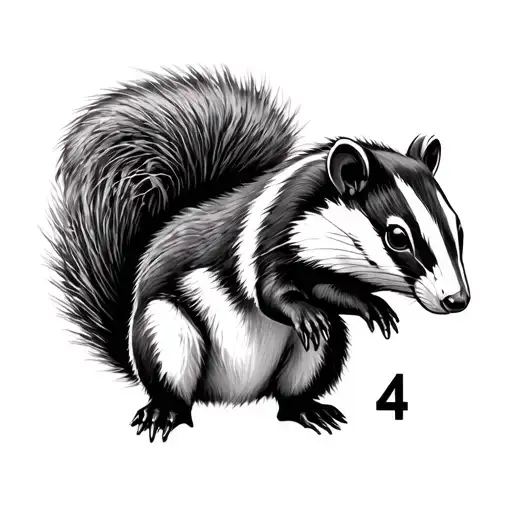 Squirrel With Number 4 And A Badger Animal