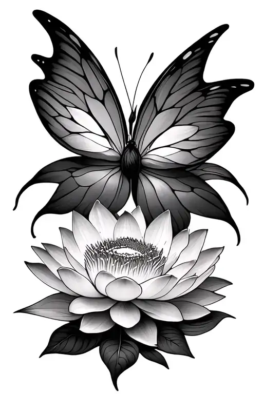 Lotus Flower And Butterfly Wings