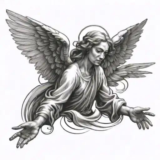 Dramatic Angel Baptized In The Water Sketch